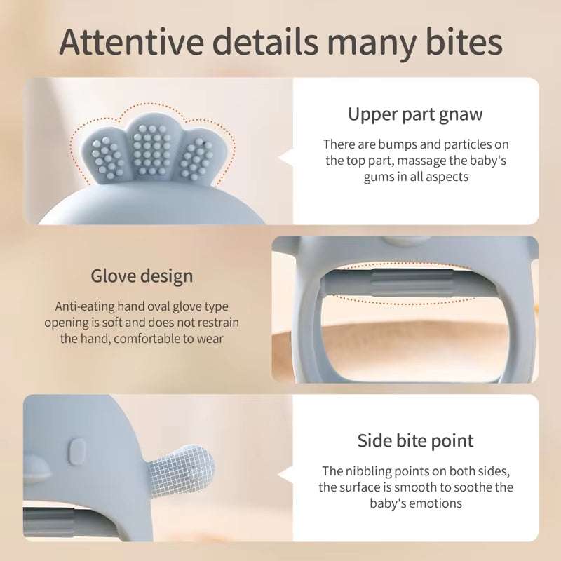 Baby Teether Chick Gloves Teether Silicone Anti-Eating Hand Molar Stick Massage Gums Baby Anti-Biting Teether Baby Accessories