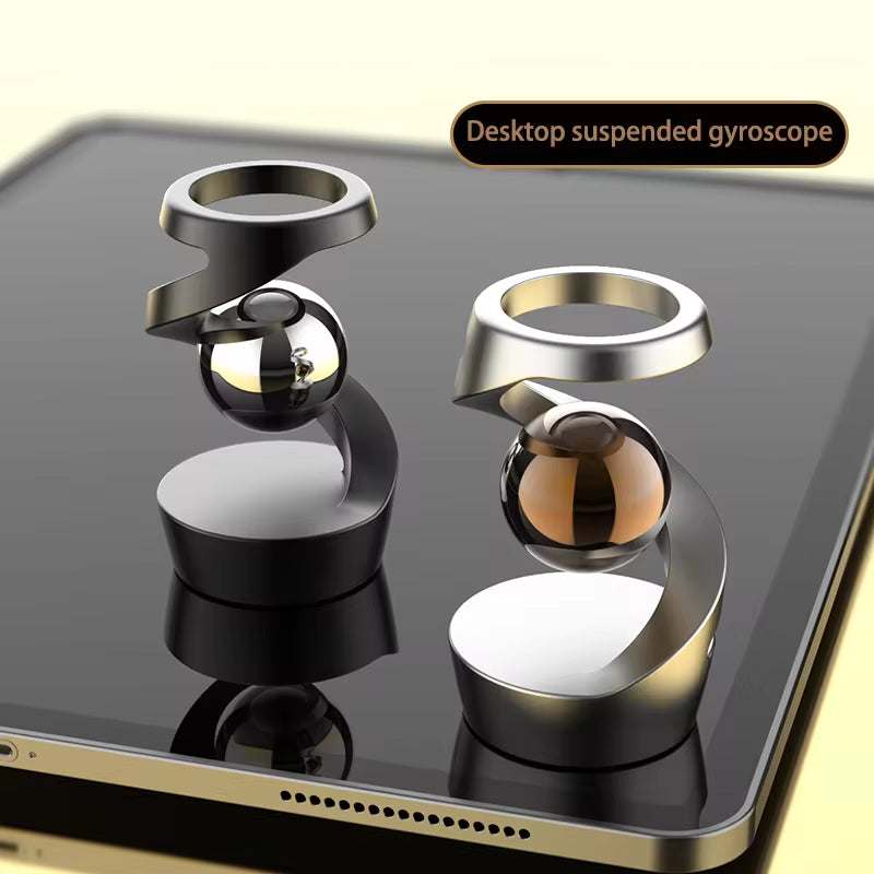 Desktop Rotating Gyroscope Fidget Spinner Toy All Aluminum Alloy Spinning Gyro Silver Metallic Accents for Adults Gift