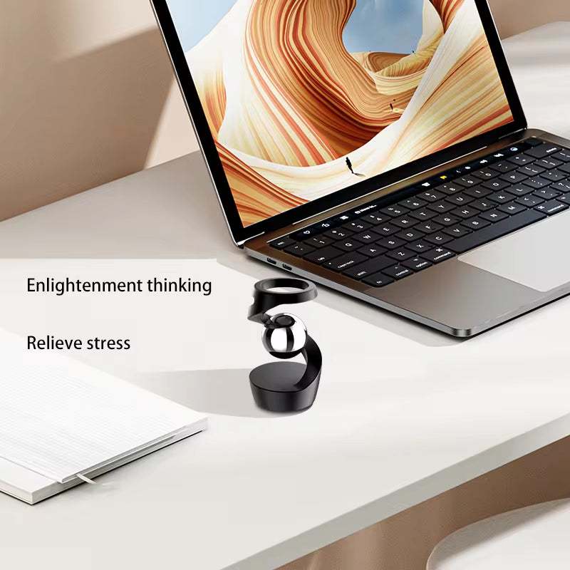 Desktop Rotating Gyroscope Fidget Spinner Toy All Aluminum Alloy Spinning Gyro Silver Metallic Accents for Adults Gift