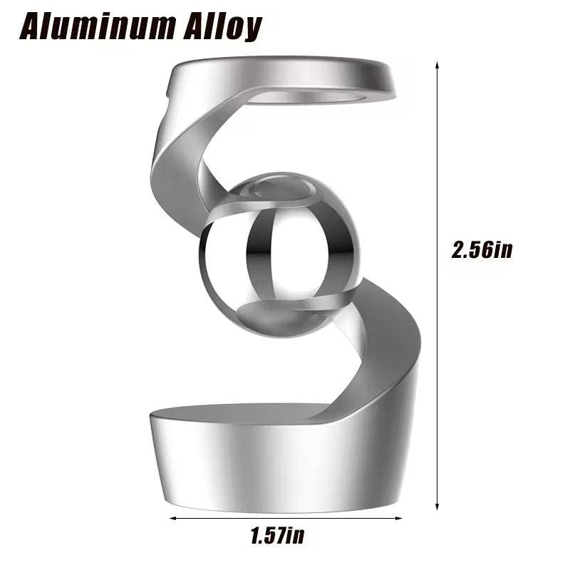 Desktop Rotating Gyroscope Fidget Spinner Toy All Aluminum Alloy Spinning Gyro Silver Metallic Accents for Adults Gift