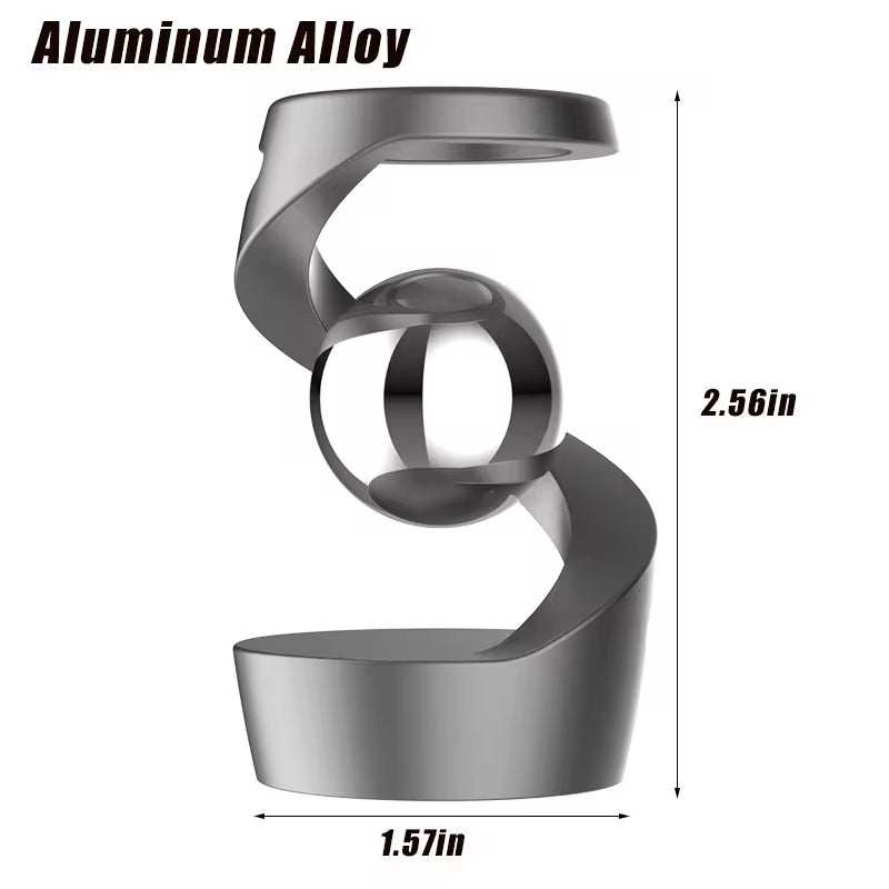 Desktop Rotating Gyroscope Fidget Spinner Toy All Aluminum Alloy Spinning Gyro Silver Metallic Accents for Adults Gift