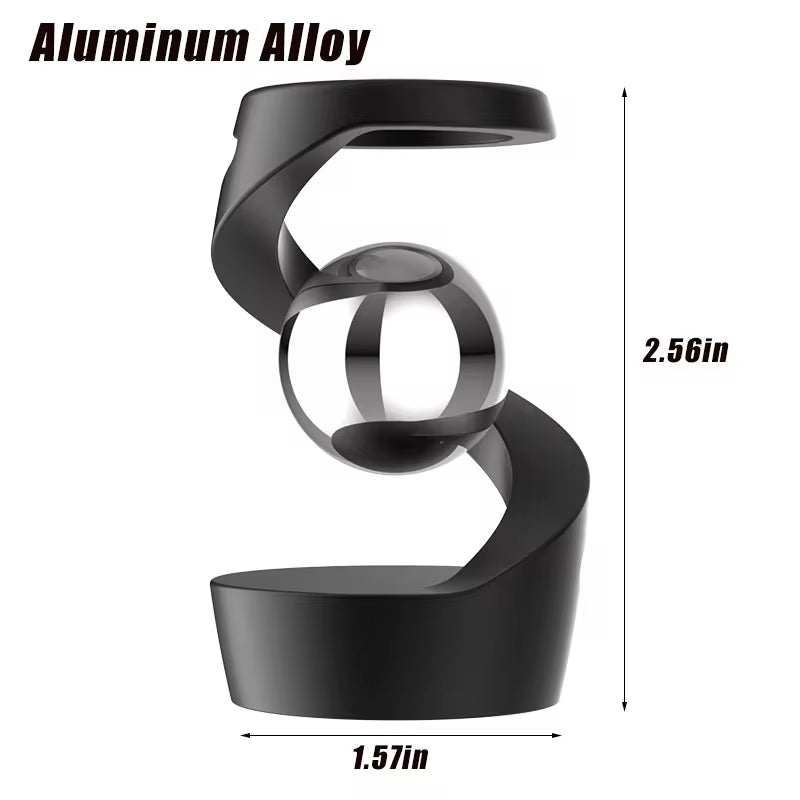Desktop Rotating Gyroscope Fidget Spinner Toy All Aluminum Alloy Spinning Gyro Silver Metallic Accents for Adults Gift