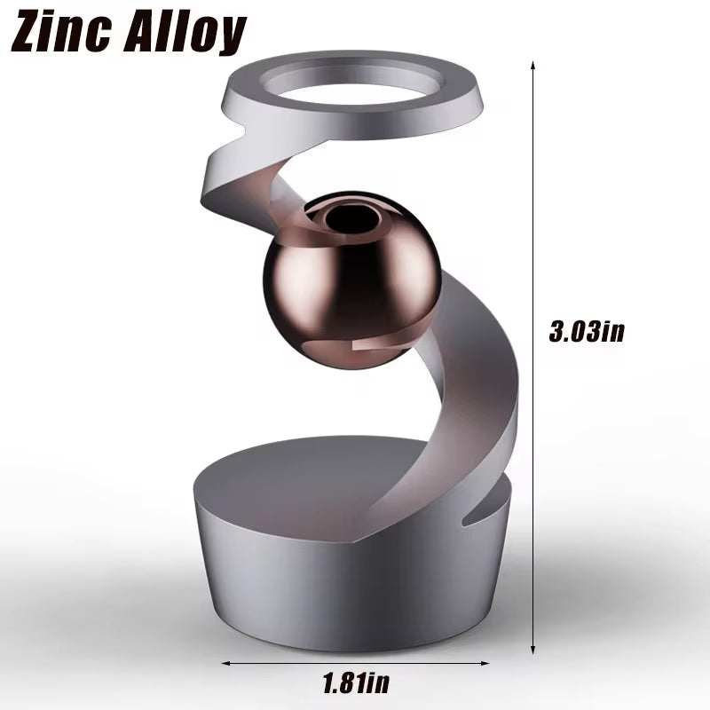 Desktop Rotating Gyroscope Fidget Spinner Toy All Aluminum Alloy Spinning Gyro Silver Metallic Accents for Adults Gift