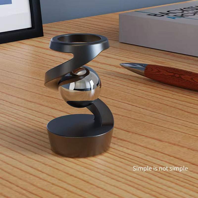 Desktop Rotating Gyroscope Fidget Spinner Toy All Aluminum Alloy Spinning Gyro Silver Metallic Accents for Adults Gift