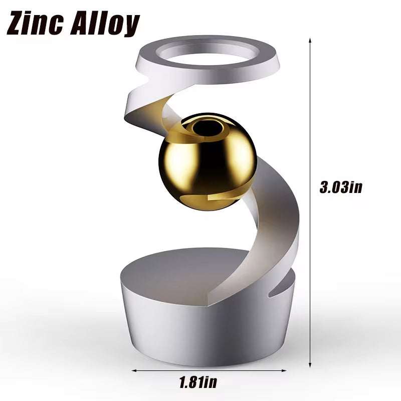 Desktop Rotating Gyroscope Fidget Spinner Toy All Aluminum Alloy Spinning Gyro Silver Metallic Accents for Adults Gift