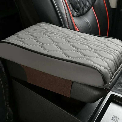 Wave Embroider PU Leather Car Armrest Mat Center Console Arm Rest Protection Cushion Auto Armrests Storage Box Cover Pad