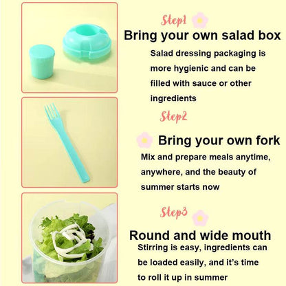Portable Salad Cup with Fork and Lid Convenient Breakfast Shaker Bottles for Girls and Students Fruit Fat Loss Cup