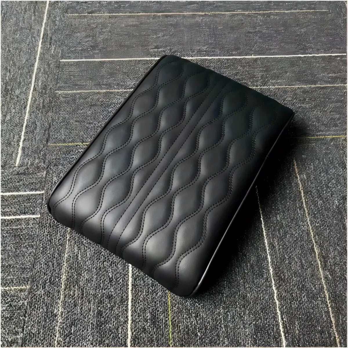 Wave Embroider PU Leather Car Armrest Mat Center Console Arm Rest Protection Cushion Auto Armrests Storage Box Cover Pad