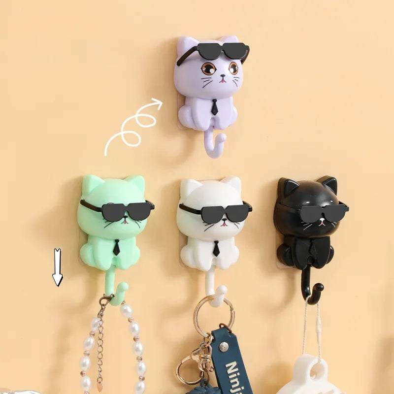 1Pcs Kitten Hooks Cartoon Cats Decorative Hooks Storage Racks for Keys Umbrellas Towels Adhesive Hooks