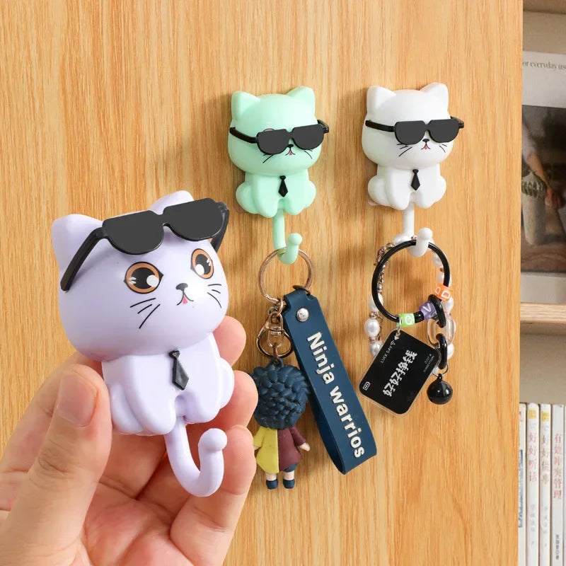 1Pcs Kitten Hooks Cartoon Cats Decorative Hooks Storage Racks for Keys Umbrellas Towels Adhesive Hooks