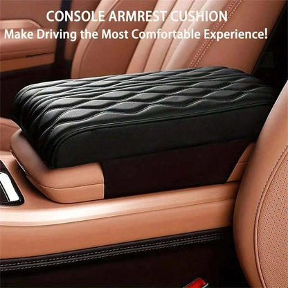 Wave Embroider PU Leather Car Armrest Mat Center Console Arm Rest Protection Cushion Auto Armrests Storage Box Cover Pad