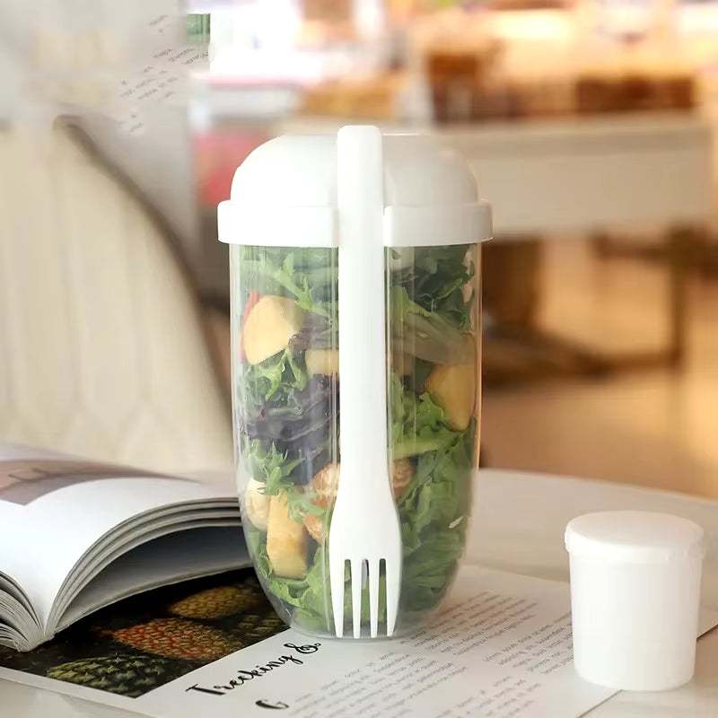 Portable Salad Cup with Fork and Lid Convenient Breakfast Shaker Bottles for Girls and Students Fruit Fat Loss Cup