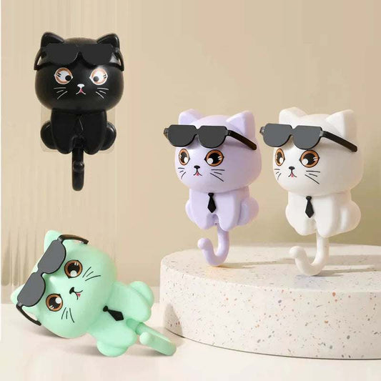 1Pcs Kitten Hooks Cartoon Cats Decorative Hooks Storage Racks for Keys Umbrellas Towels Adhesive Hooks