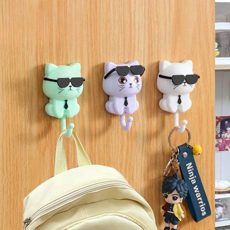 1Pcs Kitten Hooks Cartoon Cats Decorative Hooks Storage Racks for Keys Umbrellas Towels Adhesive Hooks