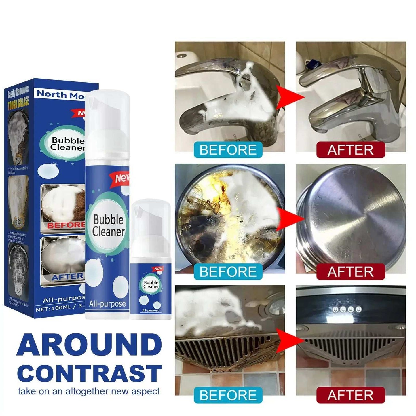 Oil Stain Foam Powerful Rust Removal Cleaner Kitchen Range Hood and Stove Heavy Oil Stain Cleaning and Decontamination Agent