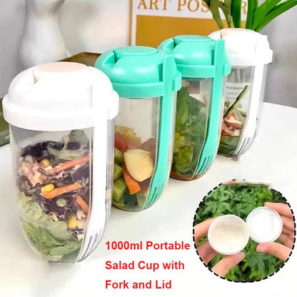 Portable Salad Cup with Fork and Lid Convenient Breakfast Shaker Bottles for Girls and Students Fruit Fat Loss Cup