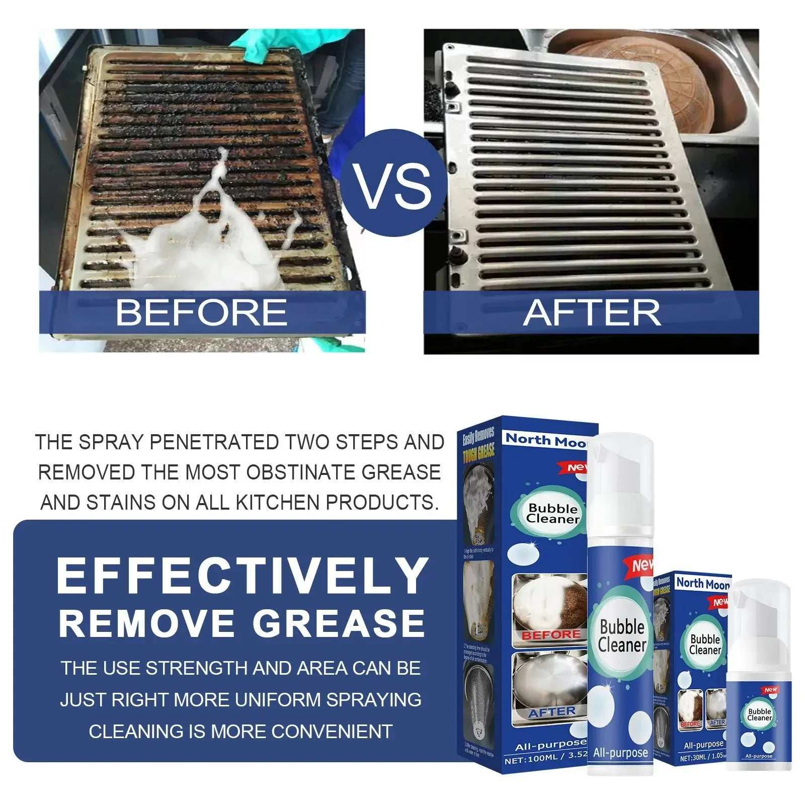 Oil Stain Foam Powerful Rust Removal Cleaner Kitchen Range Hood and Stove Heavy Oil Stain Cleaning and Decontamination Agent