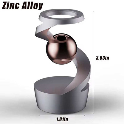 Desktop Rotating Gyroscope Fidget Spinner Toy All Aluminum Alloy Spinning Gyro Silver Metallic Accents for Adults Gift