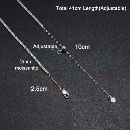 2mm Moissanite Tennis Necklace for Women S925 Silver Plated 18K Gold Sparking Rhinestone Choker Chain Wedding Jewelry Adjustable