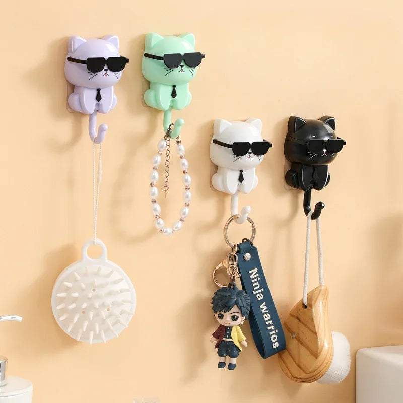1Pcs Kitten Hooks Cartoon Cats Decorative Hooks Storage Racks for Keys Umbrellas Towels Adhesive Hooks
